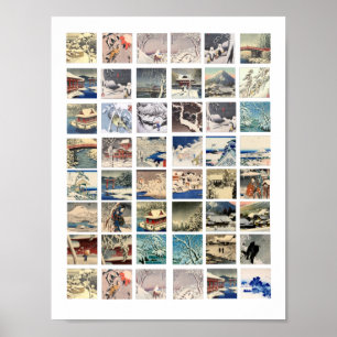 Poster paisagens de neve do Japão blocos de madeira pint