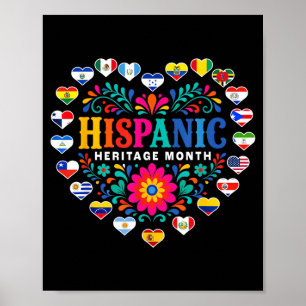 Poster Países Latinos Coração Bandeira Nacional Hispano