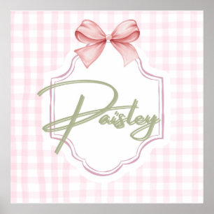 Poster Paisley Baby Nursery Gingham Personalizado