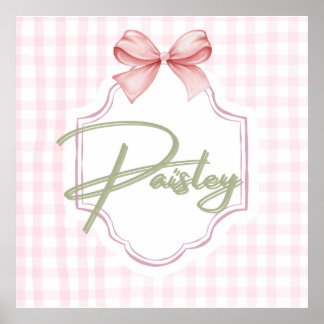 Poster Paisley Baby Nursery Gingham Personalizado