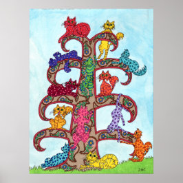 Poster Paisley Cat Tree of Life