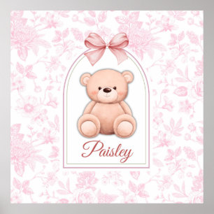 Poster Paisley   Design de Enfermeiro de Urso Rosa Person