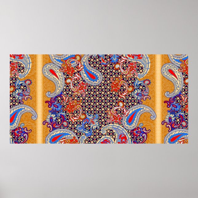 Poster Paisley multicolor scarf design (Frente)