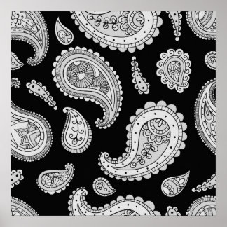 Poster Paisley Pattern - Cinza