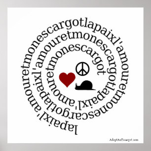 Poster Paix, l'amour e escargot de segunda-feira