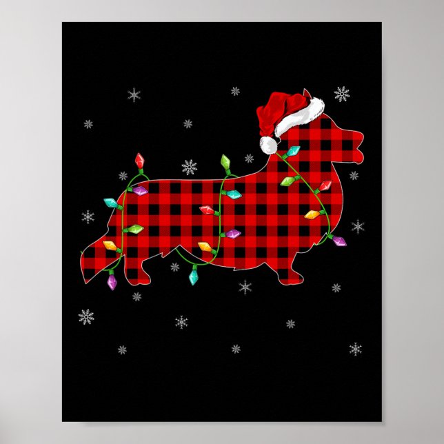 Poster Paja de Natal Corgi - Xadrez de Buffalo - Corgi (Frente)