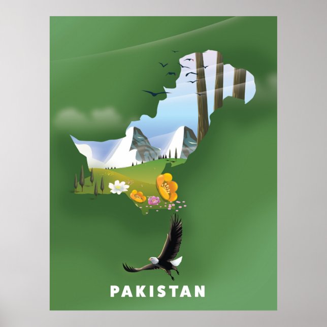Poster Pakistan illustrated travel map. (Frente)