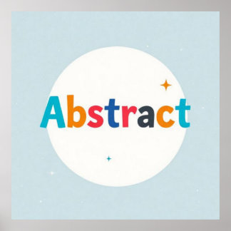 Poster Palabra ABSTRACT multicolor sobre círculo blanco