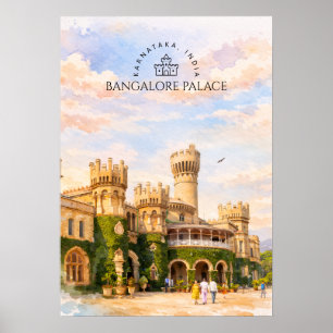 Poster Palácio de Bangalore Índia Aquarela Memória de Via