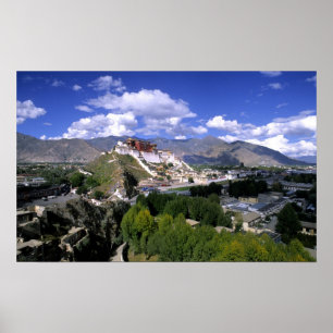 Pôster Palácio de Potala na cordilheira a partir de aher