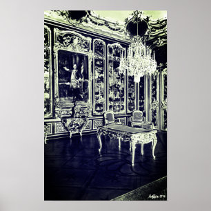 Poster Palácio de Schonbrunn Vintage Viena sala Vieux Laq