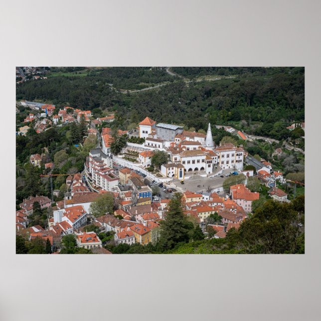 Poster Palácio de Sintra de cima em Sintra, Portugal (Frente)