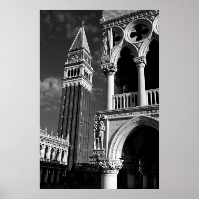 Poster Palácio de Veneza San Marco Torre e Cães (Frente)