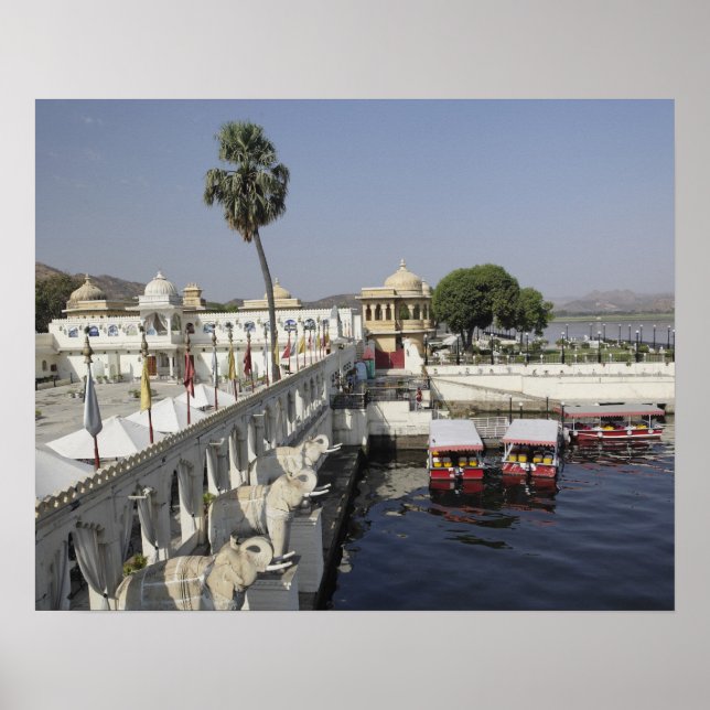 Pôster Palácio Jag Mindar, Lago Pichola, Udaipur, Índia. (Frente)