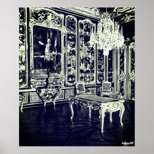 Poster Palácio Vintage Viena Schonbrunn sala Vieux Laque