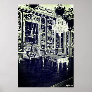 Poster Palácio Vintage Viena Schonbrunn sala Vieux Laque
