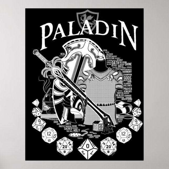 Poster Paladino da Série RPG - Texto Branco (Frente)