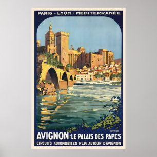 Poster Palais des Papes Avinhão França Viagens Antigas