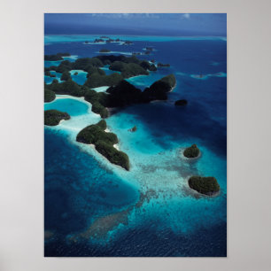Pôster Palau, Micronésia, Vista aérea da Ilha Rock