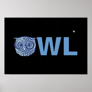 Poster palavra de coruja azul-noite