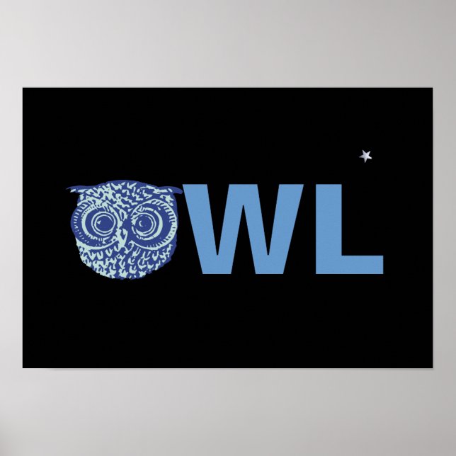 Poster palavra de coruja azul-noite (Frente)