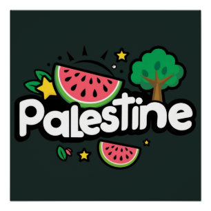 Pôster Palavra de Cuta Palestina cercada por melancia