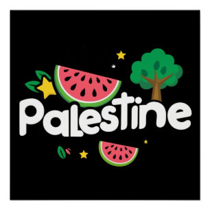 Pôster Palavra de Cuta Palestina cercada por melancia