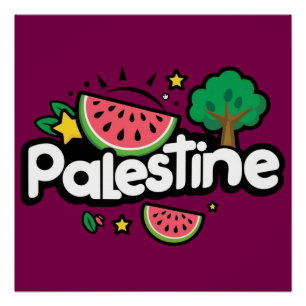 Pôster Palavra de Cuta Palestina cercada por melancia