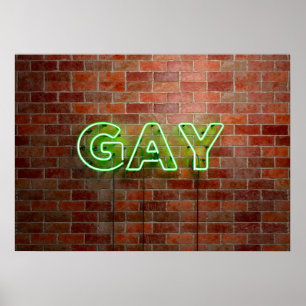 Poster Palavra de parede de Gay de neon do SlipperyJoe