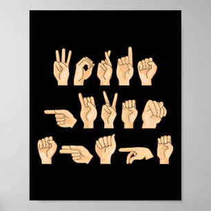 Poster Palavras Asl Dada Forma Língua de Sinais Americana
