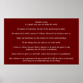 Pôster Palavras de Gandhi sobre justiça e compaixão
