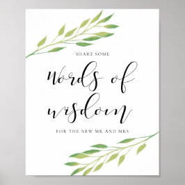 Poster Palavras de sabedoria Watercolor deixa sinal de ca