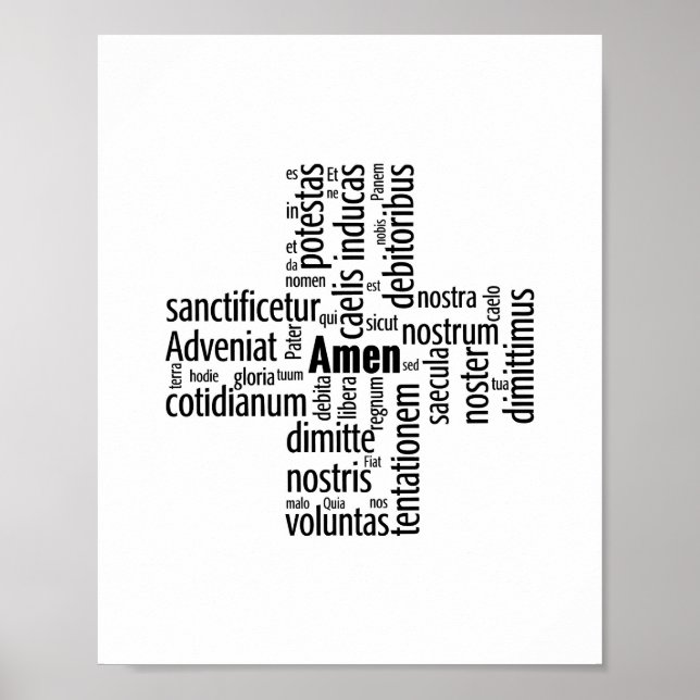 Poster Palavras do Pater Noster em Latim (Frente)