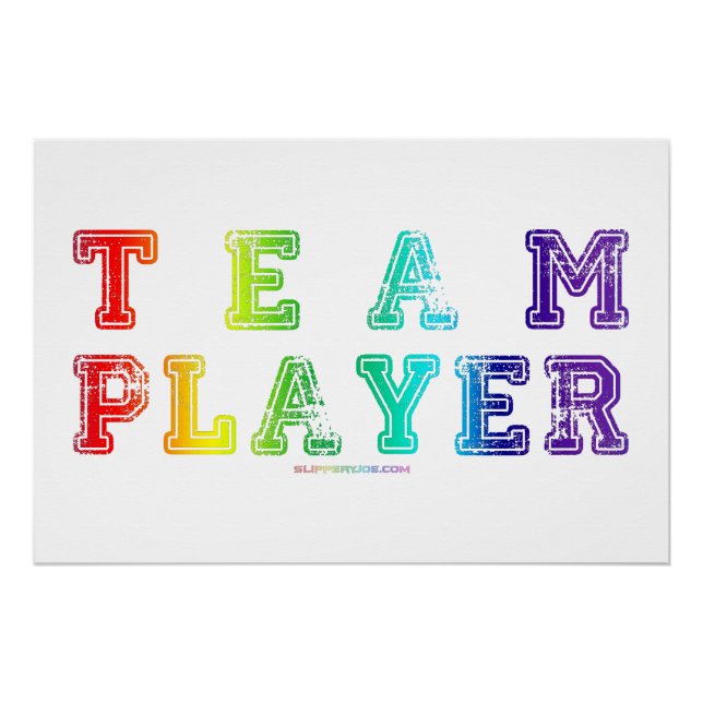 Pôster Palavras do Team Player do SlipperyJoe gradiente a (Frente)