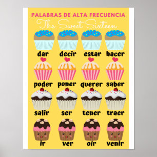 Poster Palavras espanholas de alta frequência Sweet 16