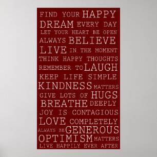 Pôster Palavras inspiradas dos pensamentos positivos