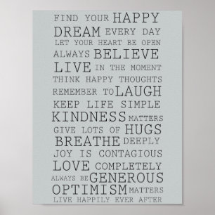 Poster Palavras inspiradas dos pensamentos positivos