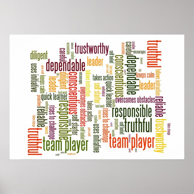 Pôster Palavras Motivacionais #4 valores positivos (Frente)