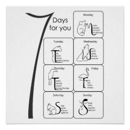 Pôster palavras positivas para seu poster de 7 dias