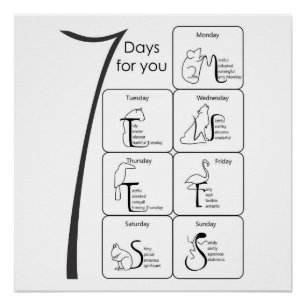 Pôster palavras positivas para seu poster de 7 dias