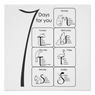 Pôster palavras positivas para seu poster de 7 dias