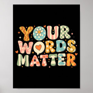 Poster Palavras Retro Groovy SLP Terapia da Fala Linguage