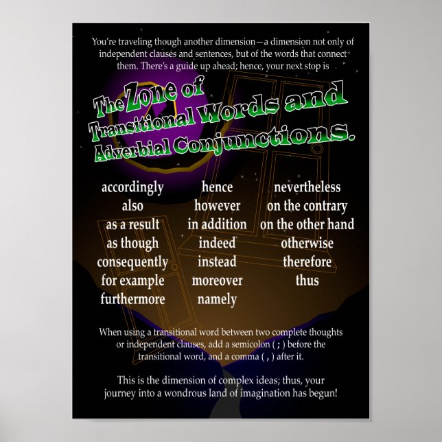 Pôster Palavras Transitórias e Conjunções Adverbiais (Frente)