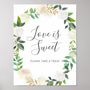 Poster Pale Watercolor Floral Weding Love Is Sweet