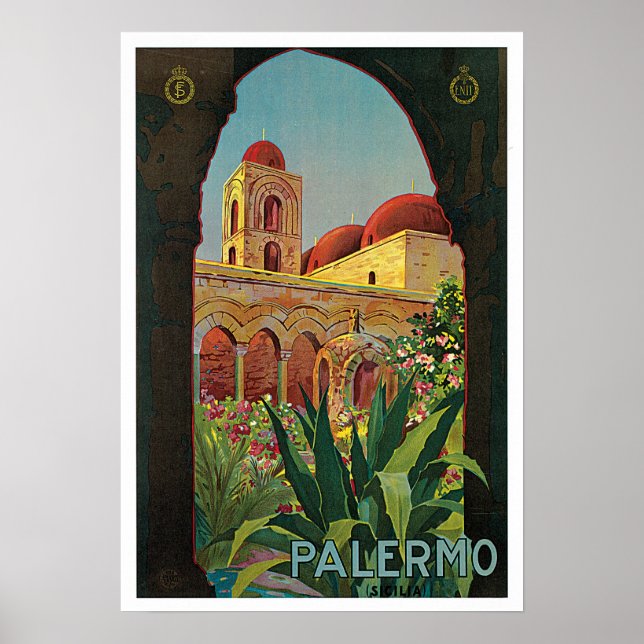 Poster Palermo, Itália Vintage - Viagem italiano (Frente)