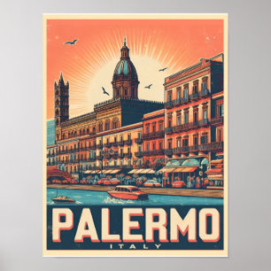 Poster Palermo sicily italian vintage souvenir presentes