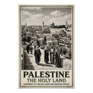 Pôster Palestina A Terra Santa Arte de Viagem Vintage