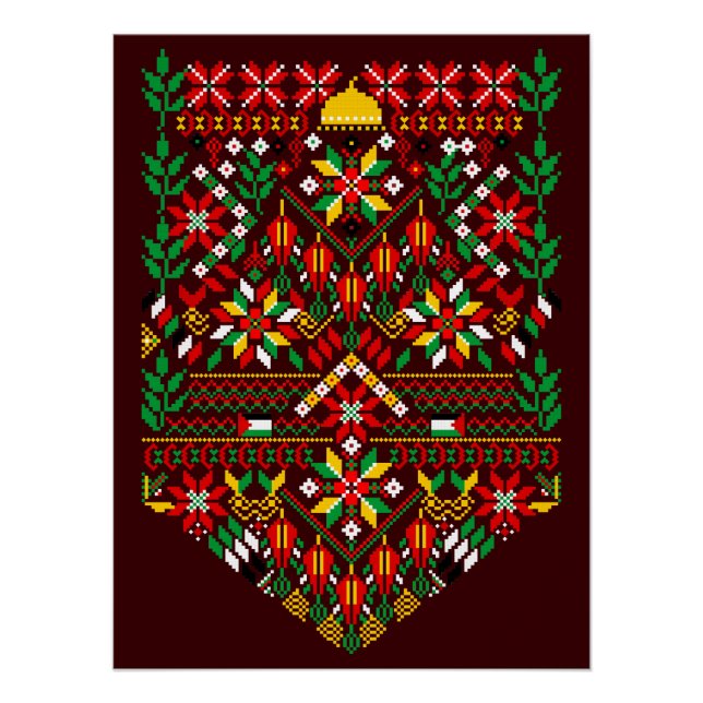 Pôster Palestina Tatreez Embroderia Tradicional (Frente)