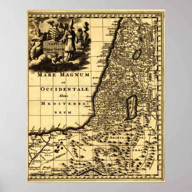 Pôster PalestinaMapaPanorâmicoPalestina (Frente)