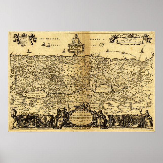 Pôster PalestinaMapaPanorâmicoPalestina 2 (Frente)